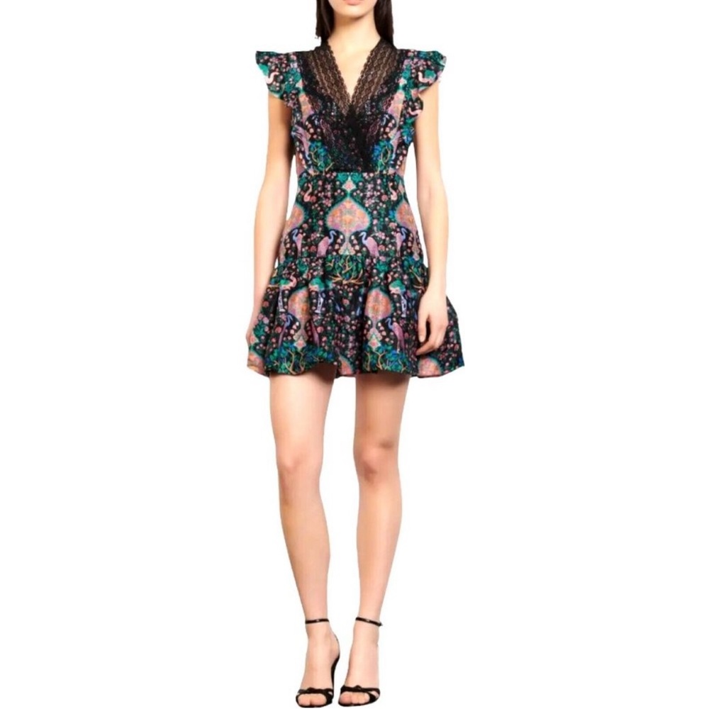 NWT SANDRO PARIS Floral Lace Mini Dress Size US 2